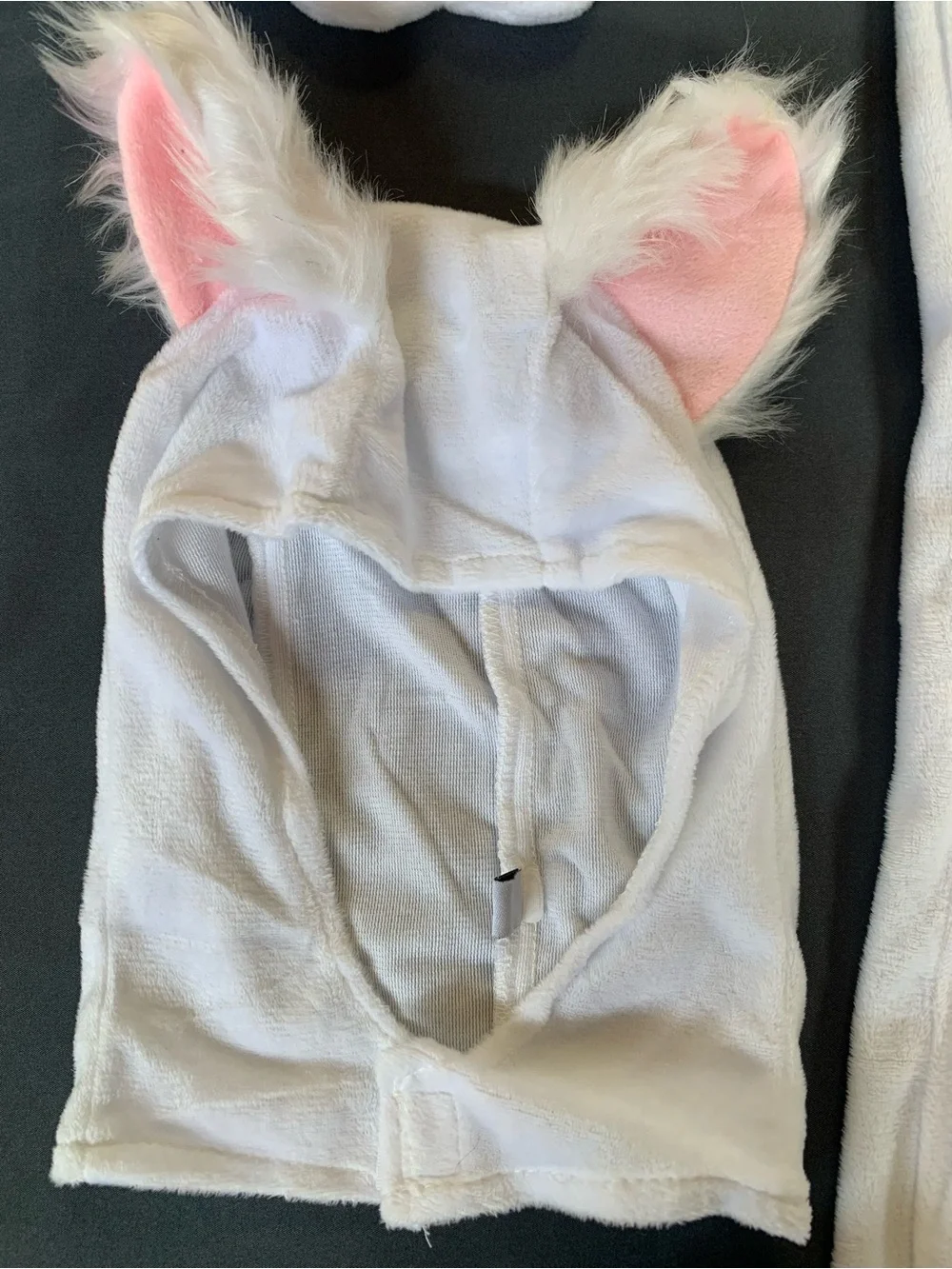 Kids White Cat Costume Jumpsuit with Paw Gloves Tail Hood and Shoe Covers Size M
